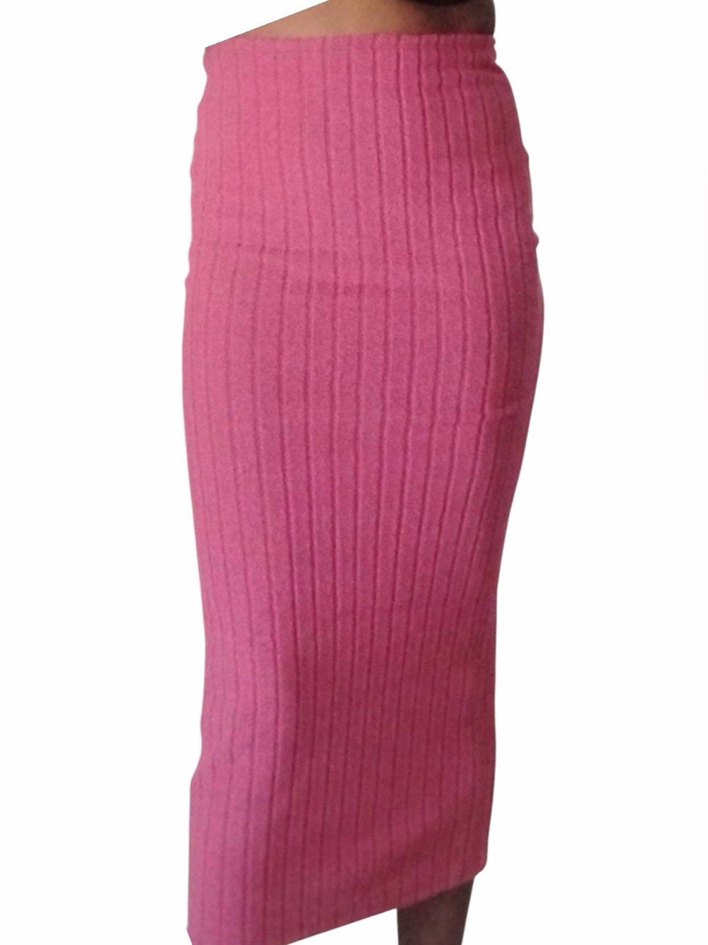 Ribbed Maxi Pencil Skirt - Dusty Rose Pink